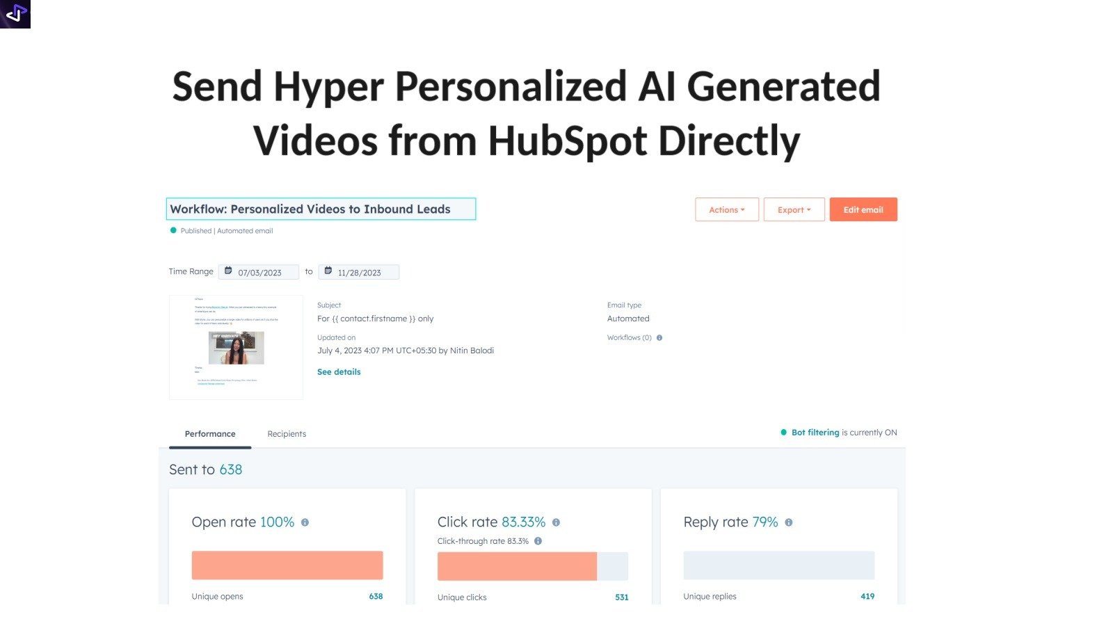 Send Hyper Personalized Videos From HubSpot Directly